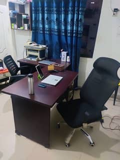 2 office chairs and tables set available, urgent selling