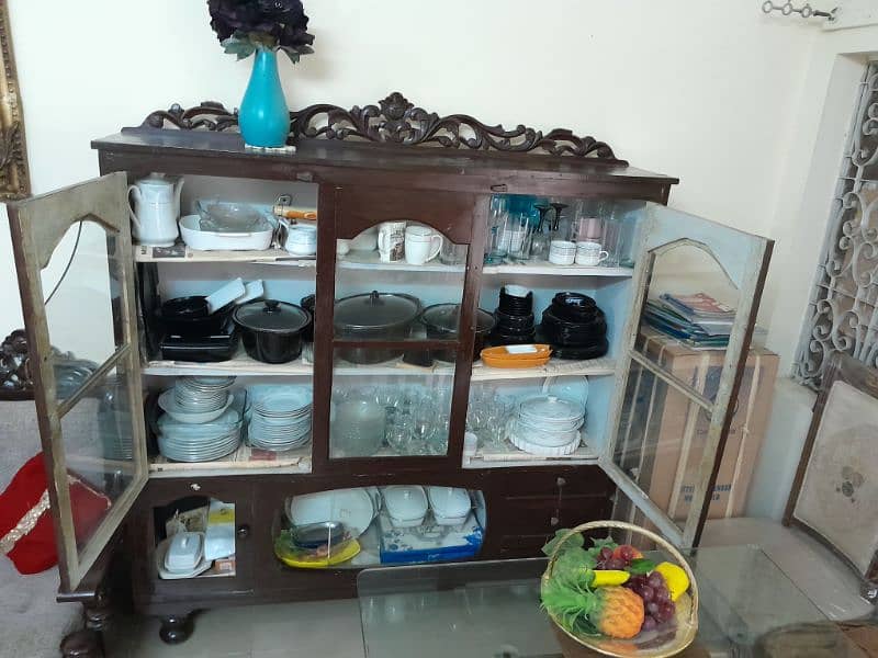 pure dry shisham wood crockery showcase 6