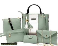 woman's pu leather plain hand bag set