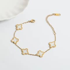 2 PC clover design gold plated chain bracelet