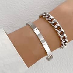 2 Pcs chain bracelet set