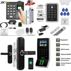 Zkteco face Rfid Biometric attendance machine & door magnetic lock