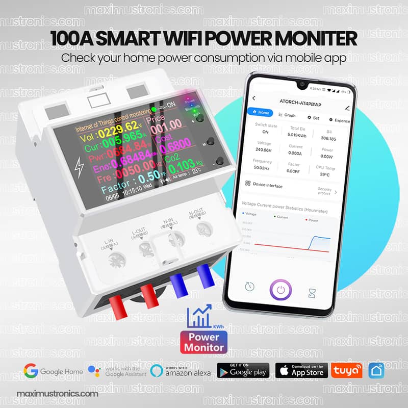 Atorch AT4PW Smart Wifi Energy Meter Unit limit smartlife Tuya Breaker 0