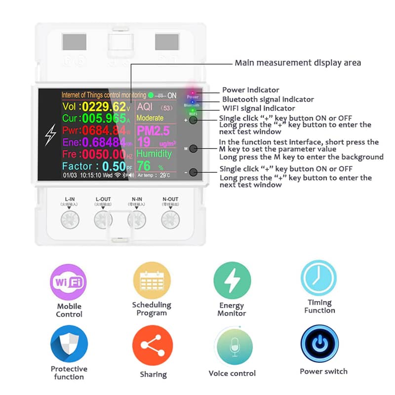 Atorch AT4PW Smart Wifi Energy Meter Unit limit smartlife Tuya Breaker 8