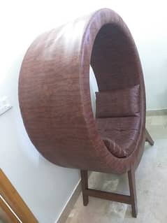 Round leather sofa