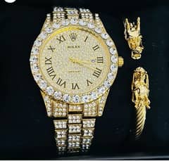 Rolex iced out Golden with Dragon Bracelet