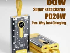 20000mAh Transparent Power Bank   USB C PD20W Fast Charger Power Bank