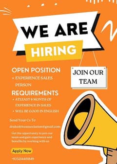We are hiring Sales Person in Lahore