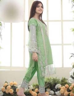 3 pcs women’s  stitched organza embroidered suit whatsapp-03137258260