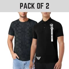 Men's Dri Fit Printed Half Sleeves Shirt, Pack of 2