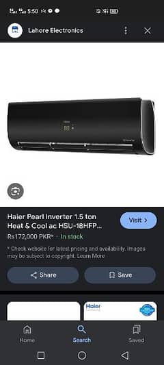 Haier treepal inverter ac 1.5 parel black