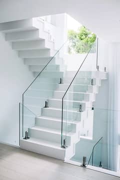 Glass House shower cabin , stairs Railings, glass flooring