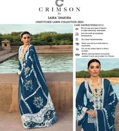 3 pcs women's unstitched  lawn chikankari embroidered suit