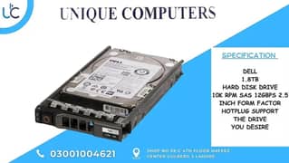 DELL 1.8TB HARD DISK DRIVE 10K RPM SAS 12GBPS 2.5 INCH FORM FACTOR HO