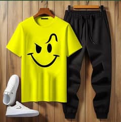 2Pcs Men's Jersey Smile Printed Summer Track Suit 0