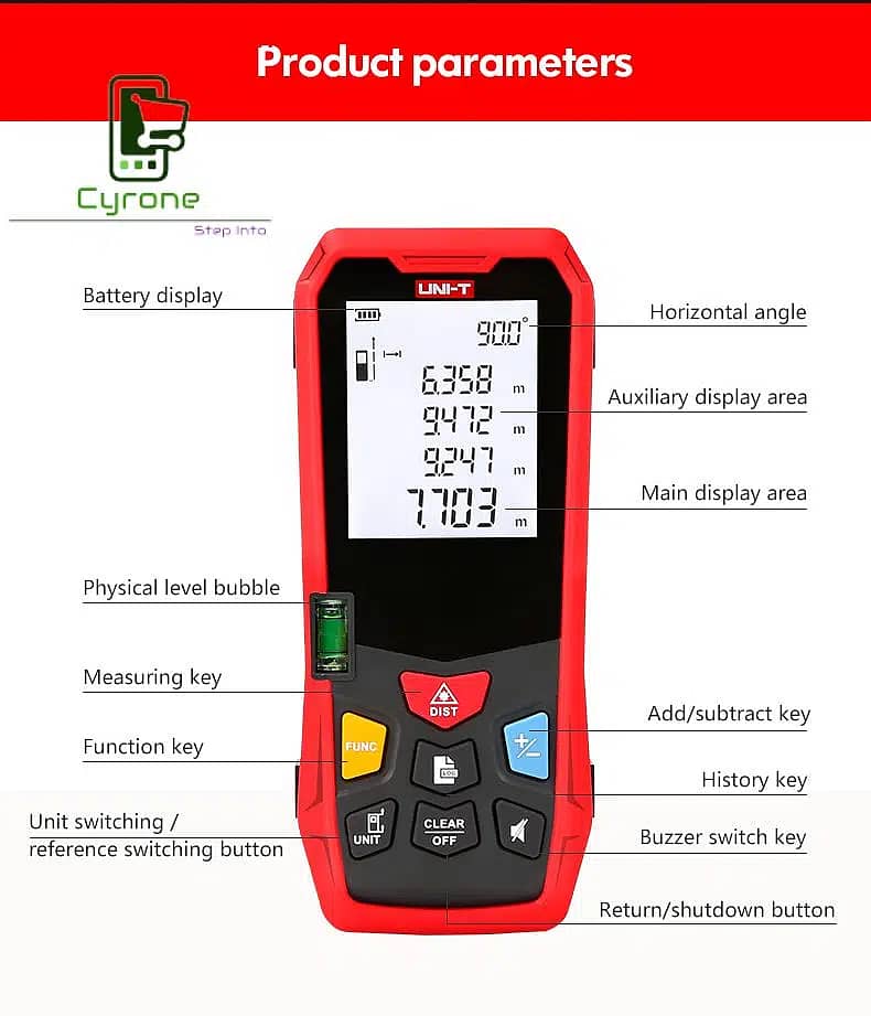 Original UNI-T Laser Distance Meter Measurement Range Finder Device 0