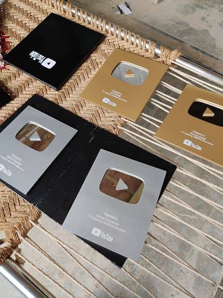 customize YouTube play button gold silver. 2024 18