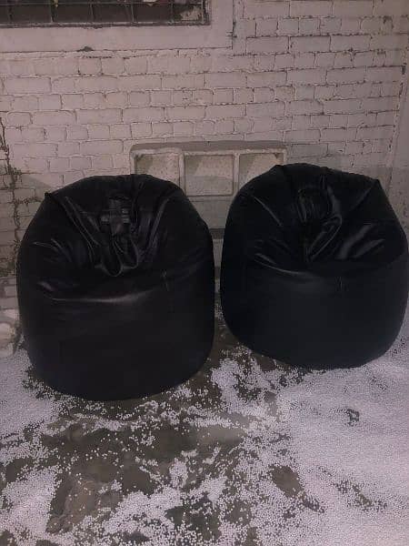 Set of 2 Xl Leathre Bean Bag Export Quality Filling With Beans 2