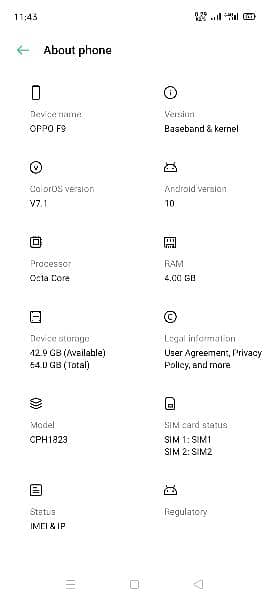 original oppo F9  (4+64) with box & charger 6