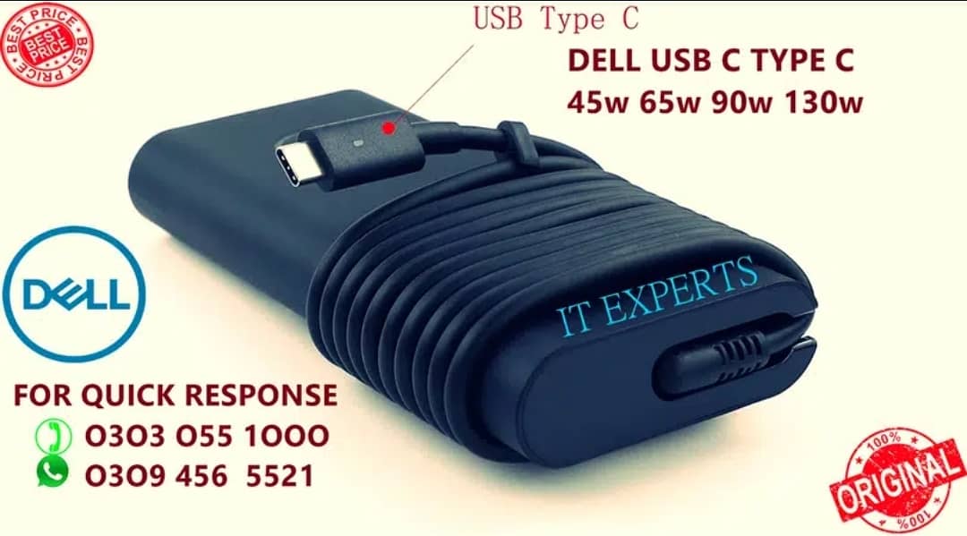 DELL TYPE C USB C 45w 65w 90w 130w Original Charger is Available 1