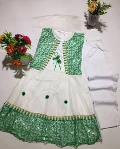 Girl Stitched Ruffle Embroidered Full Dress