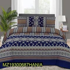 3 Pcs Cotton Printed Double Bedsheet Free Delivery