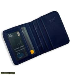 Blue leather wallet for men.