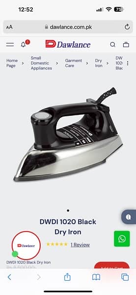 dawlance Dry Iron in 9 months warranty 0