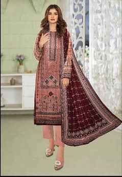 Amna. B-3 pcs women’s Unstitched Lawn printed Suit