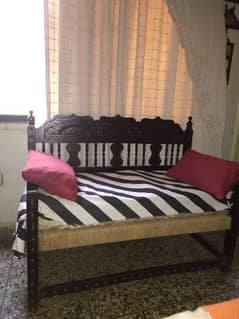 antique wood two seater