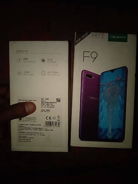 original oppo F9  (4+64) with box & charger 7