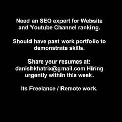 Website and Youtube Channel SEO Expert (Freelance)