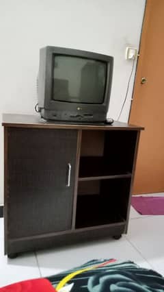 wood TV trolly cabinet inside