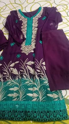 Heavy embroidered chiffon 3 pc suit