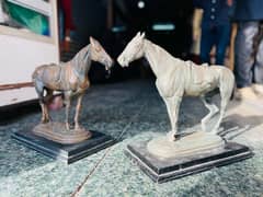 VINTAGE ANTIQUE BRASS HORSE PAIR (30kg weight) both (1ft height)