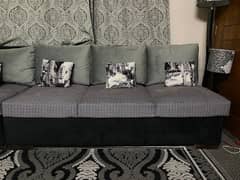 Complete Elegant Home Decor Set - Sofa, Table, Carpet, Lamp & Curtains