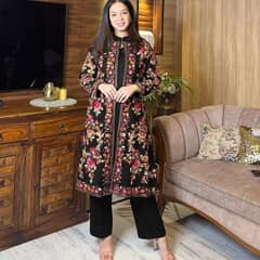 women's Stitched katon silk Embroidered gown suit
