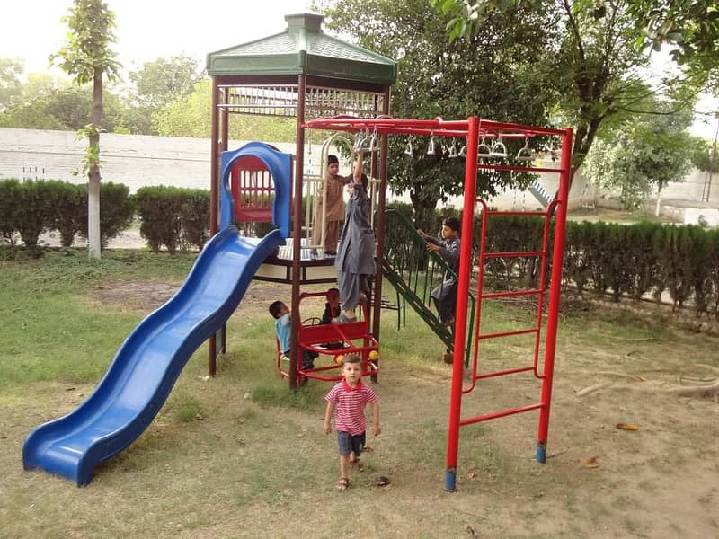 Swings|Slide|Seesaw|Marygoround|Bench|Gazibo|Tree House|Park Setup 7