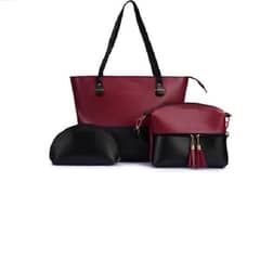 3 pcs women’s PU leather plain shoulder bag