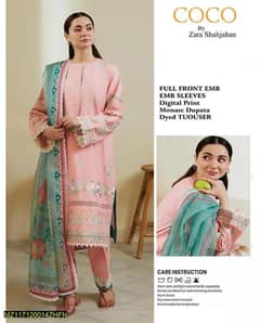 Lawn Embroided Kameez Shalwar With Printed Dupatta