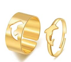 2 pair couple dolphin rings