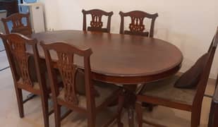 Sheeshum Wooden Dining Table, 6 Chairs With New Covers,  Urgent