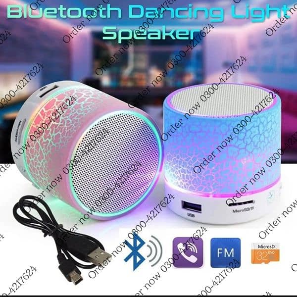 Mini Portable Bluetooth & Rechargeable Speaker with Light + SD Card 0