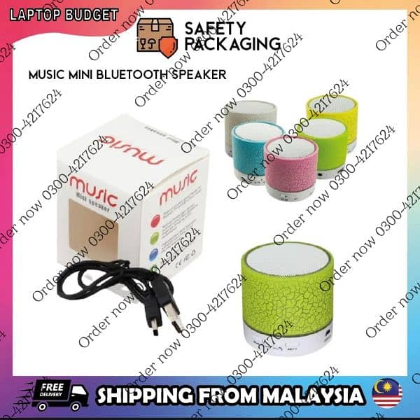 Mini Portable Bluetooth & Rechargeable Speaker with Light + SD Card 2