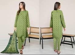 Amna. B-3 Pcs Women's Unstitched Lawn Printed Suit