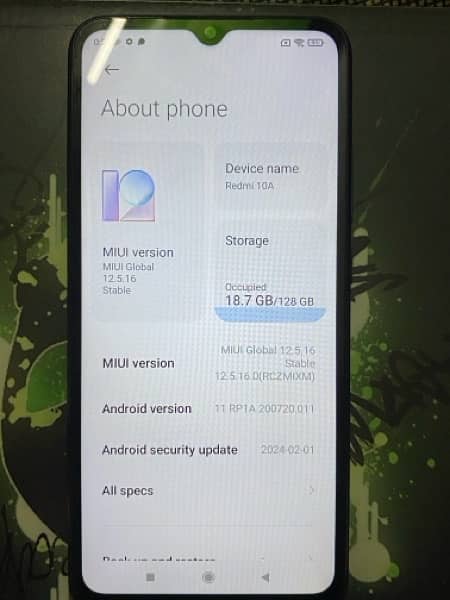 Redmi 10A  4 RAM 128 ROM 8