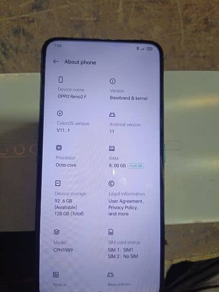 oppo reno 2f 8 \ 128 10