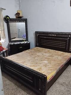 Double bed full size with Mattress, Dressing and 2 side tables