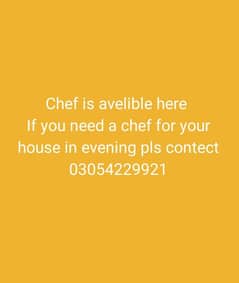 need a job as part time chef in naval anchrge/jinha garden/ Gulbrge