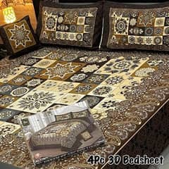 4 pcs crystal cotton printed double bedsheet